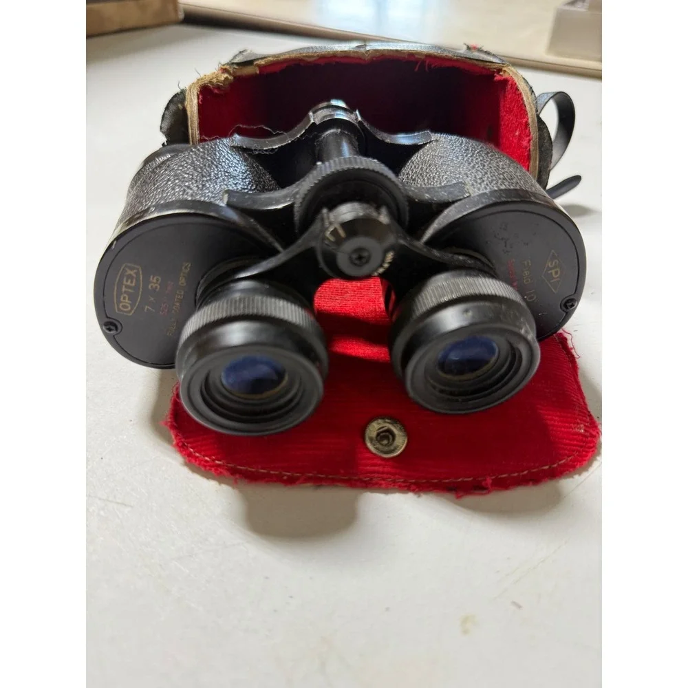 Vintage Optex 7x35 SPI Special Wide Angle Binoculars Japan with Leather Case